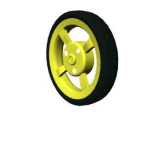 Neumático de coche con llanta amarilla modelo 3d