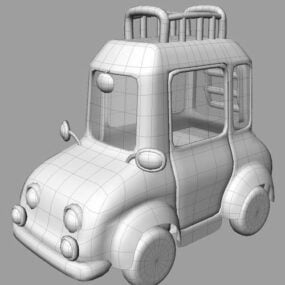 Modelo 3d de estilo vintage de coche de dibujos animados
