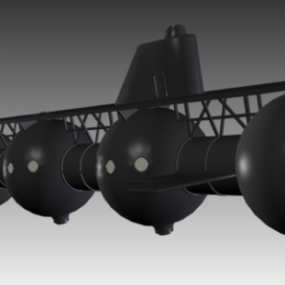 Modelo 3D de aeronave vintage preta