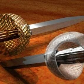 שתי חרבות עתיקות דגם תלת מימד של נשק מימי הביניים
