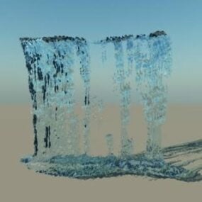 مدل سه بعدی آبشار سنگ خاکستری مانند منظره ماه