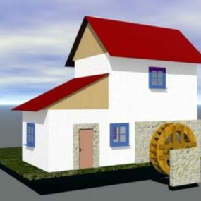 Modelo 3d do edifício da casa do moinho de água
