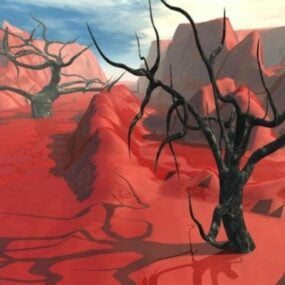 岩と草の崖の風景3Dモデル