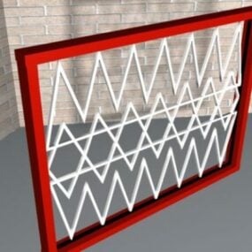 Okno z czerwonej stalowej ramy Model 3D