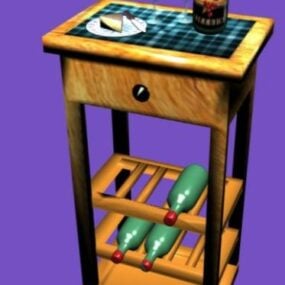 Wine Rack With Food Cheese Knife Cups 3d model