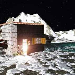 Zimní dům s 3D modelem krajiny