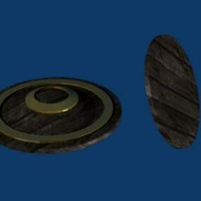 Round Shield Wooden Material 3d model
