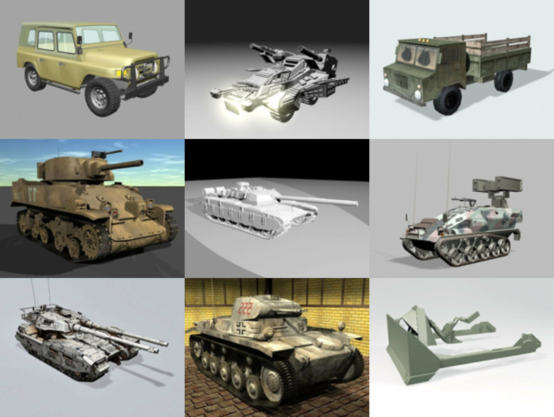 11 Military Vehicle Free 3D Models Vehicle Mar.2024
