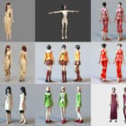 12 个女性角色免费 3D 模型 Mar.2024