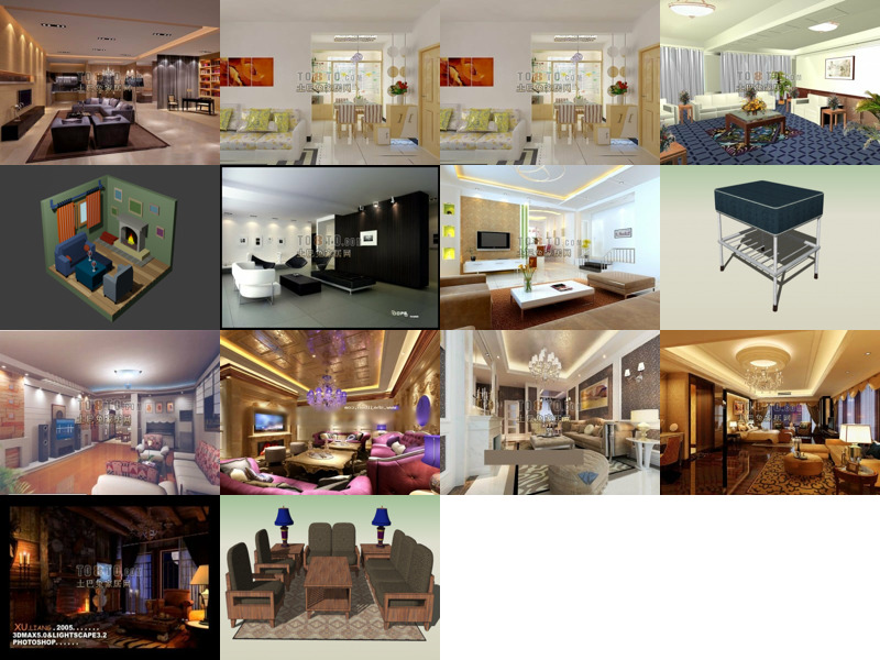 14 Living Room Interior Free 3D Models Mar.2024
