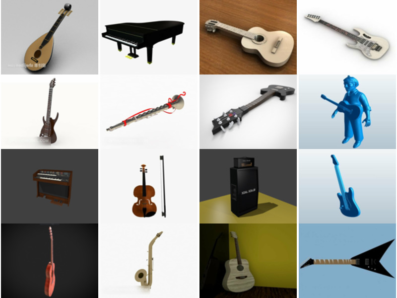 16 Typical Musical Instrument Free 3D Models Mar.2024