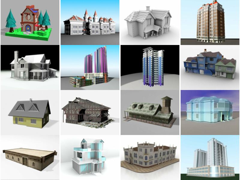 16 Residential Building Free 3D Models, Castle, House, Apartment… Mar.2024