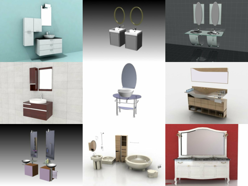 9 Bathroom Vanity 3D Models for Free Mar.2024