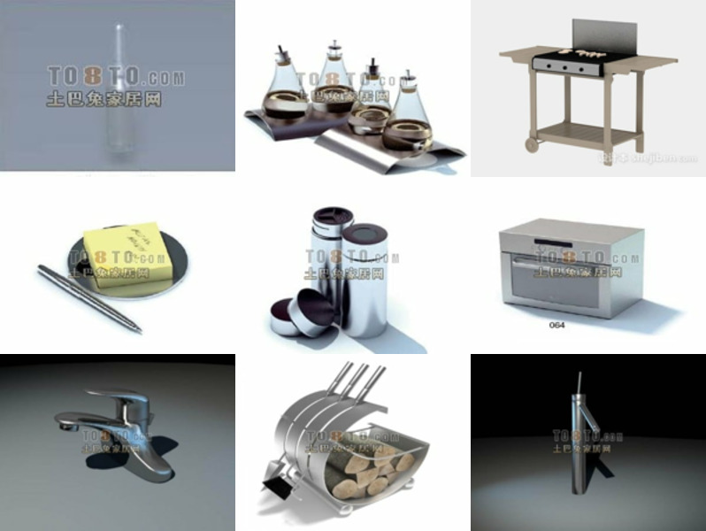 9 Kitchen Furniture Jar Stove Free 3D Models Stuff Mar.2024