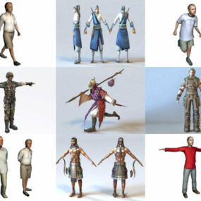 9 Low Poly Man Characters Gratis 3D-modeller Mar.2024