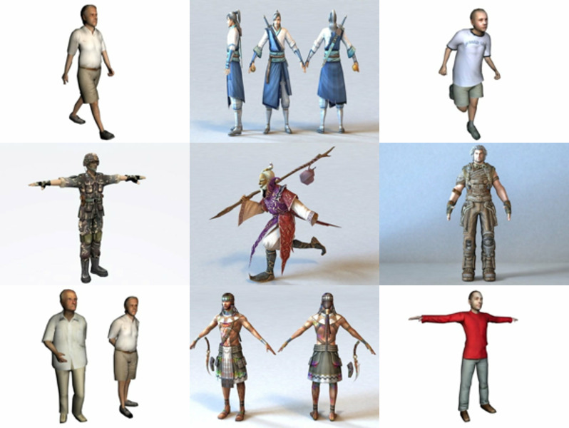 9 Low Poly Man Characters Free 3D Models Mar.2024