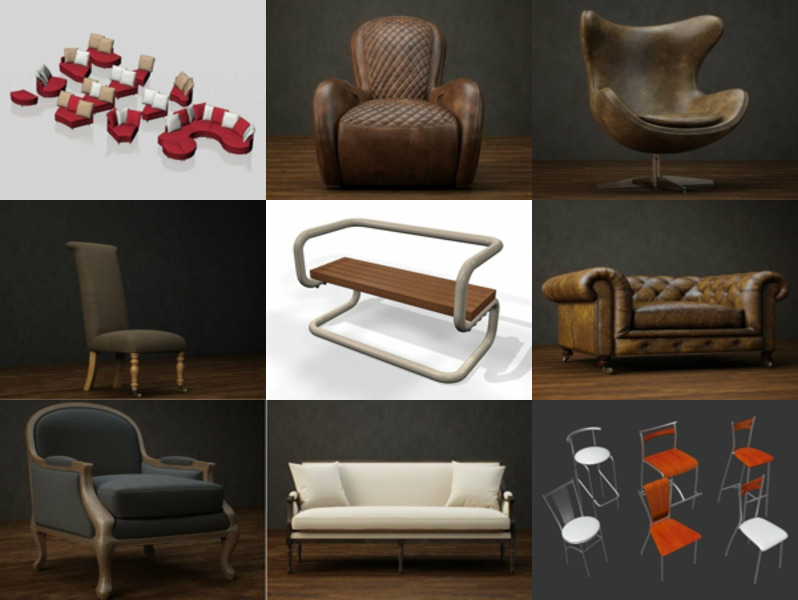 9 Sitting Furniture Free 3D Models Living Room Stuff Mar.2024