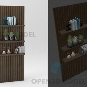 Bokhylla med böcker och vasväxter 3d-modell