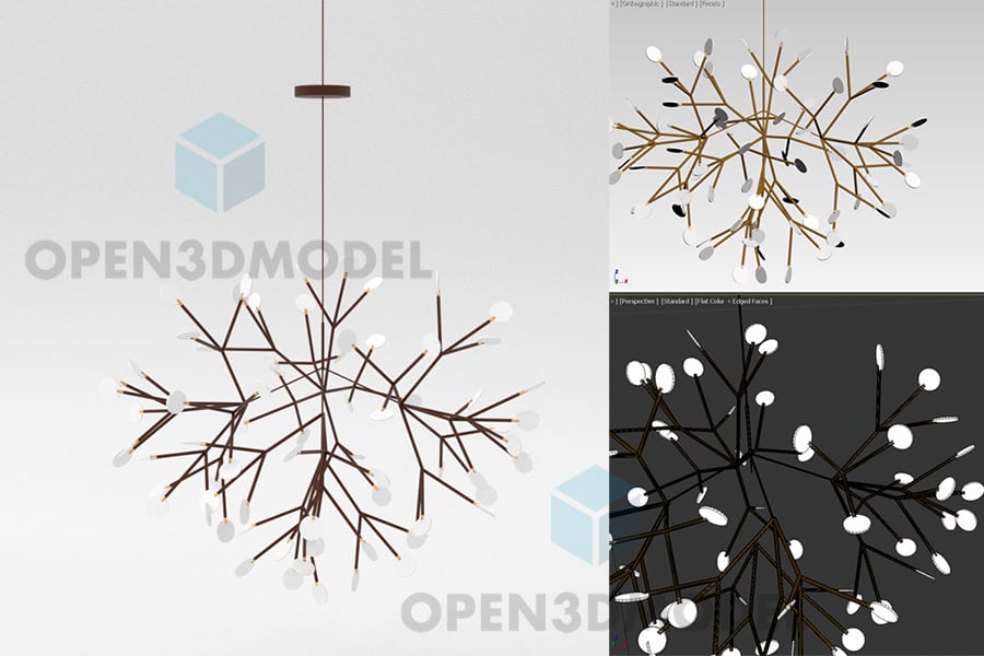 Modern Pendant Ceiling Lamp With Bronze Branches Blooming