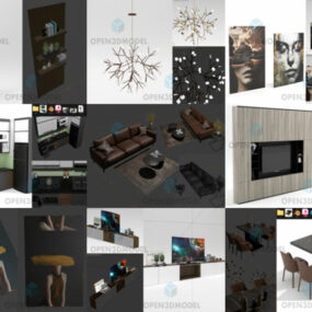 10 个高品质免费 3D 家具模型：沙发、书柜、床、灯、框架 Mar.2024 3d 模型