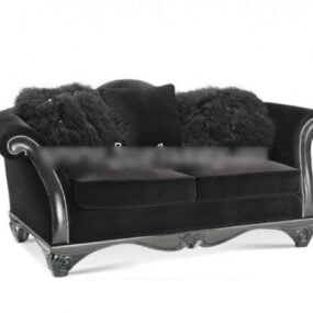 Boutique Sofa Black Velvet Material 3d model
