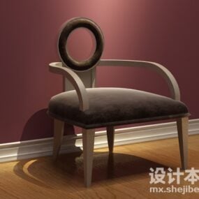 صندلی ناهارخوری پلاستیک سفید پایه چوبی مدل سه بعدی