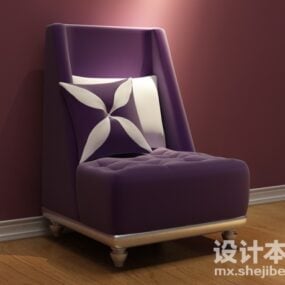 Purple Velvet Chair With Cushion 3d model