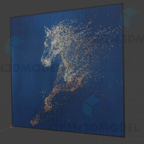 Abstract Horse Painting In Wood Frame 3d model