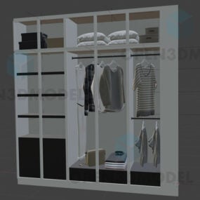 Schlafzimmerschrankregal mit Kleidung 3D-Modell