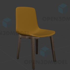 Pojedyncze krzesło do kawy z drewnianymi nogami Model 3D