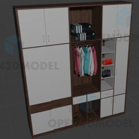 Closet With Middle Shelf With Clothes 3d model