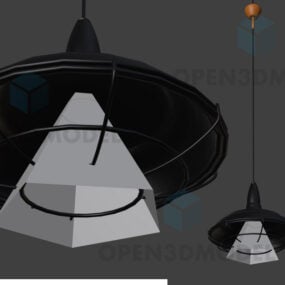 مصباح معلق من الفولاذ الأسود بغطاء سلك لمبة نموذج ثلاثي الأبعاد