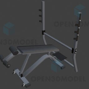 Bench With Weights Gym Equipment 3d model