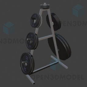 Ράφι εξοπλισμού γυμναστικής με μεγάλα βάρη στο πλάι 3d μοντέλο