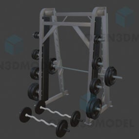 바벨 무게가있는 체육관 장비 랙 3d 모델