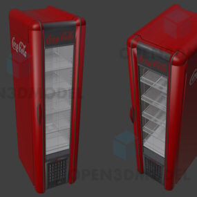 3д модель красного холодильника Cocacola