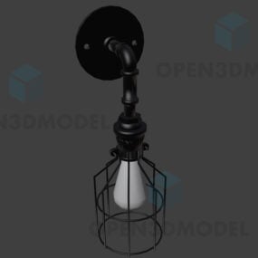 3д модель антикварного настенного светильника с лампочкой в ​​индустриальном стиле