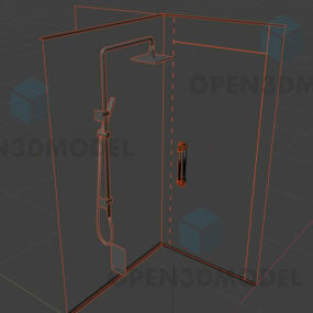 Szklane drzwi do łazienki z prysznicem Model 3D