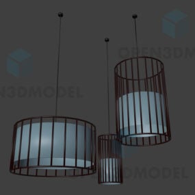 Trois lampes de lanterne de plafond de style moderne modèle 3D