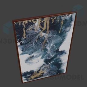 Abstract Painting In Red Wood Frame 3d model