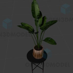 Ronde tafel met marmeren blad en metalen onderstel 3D-model