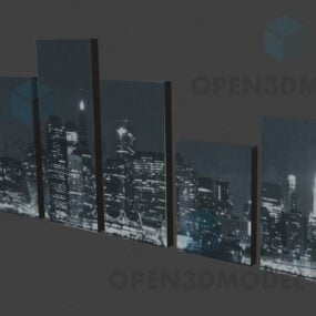مدينة في الليل إطار الصورة الزخرفية نموذج 3D