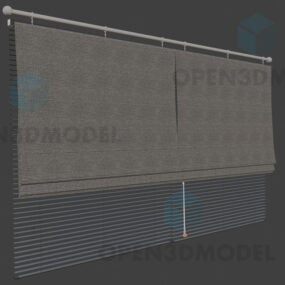 Roller Curtain Shade On Window 3d model