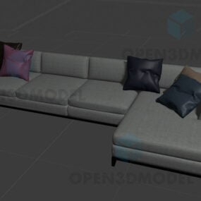 Couch, Sectional Sofa With Pillows Set 3d model