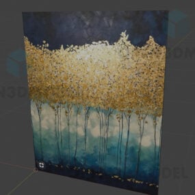 Kunstmaleri af træer Fotoramme 3d-model