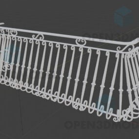 Rail de balcon extérieur de main courante de boutique modèle 3D