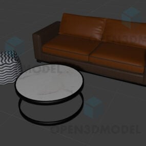 Soffa soffa med kudde och soffbord 3d-modell