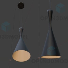 3д модель пары современных подвесных светильников, свисающих с потолка
