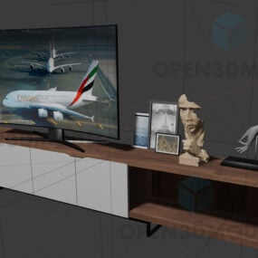 3D model dřevěného zábavního nábytku zakřivené Oled Tv Cabinet