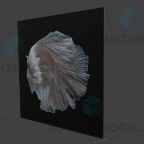 3д модель изображения рыбы в черной рамке